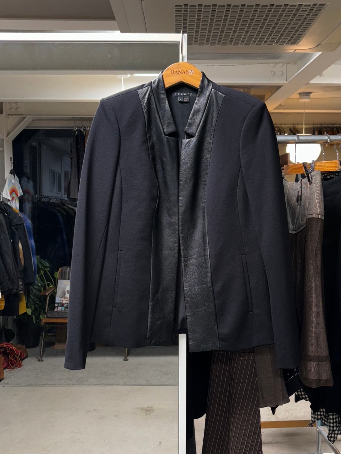 띠어리 레더 믹스 자켓 상품이미지1