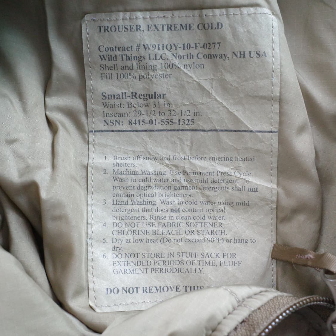 미군 ECWCS USMC 레벨7 프리마로프트 팬츠 와일드띵 상품이미지4