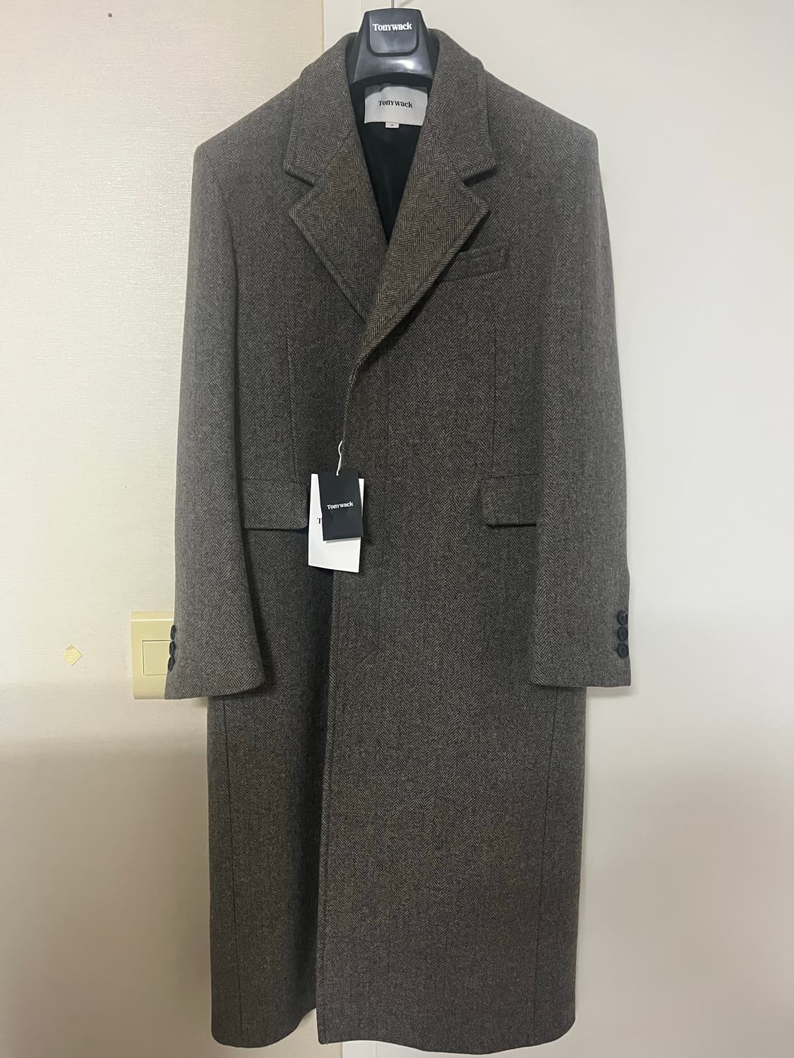 토니웩 24fw 헤링본 싱글 코트 그레이/베이지 M 새제품 상품이미지3