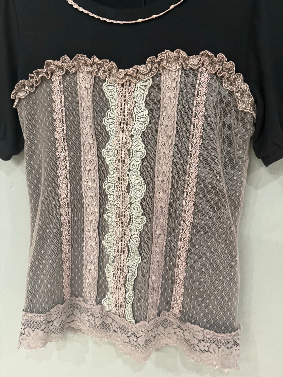 axes femme lace-up detail layered top 상품이미지6
