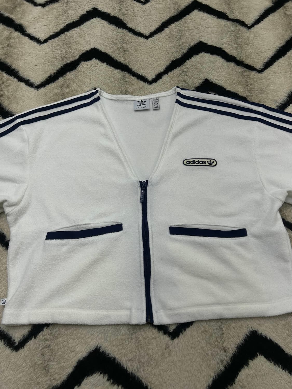 [S]아디다스 크롭 가디건/테리재질/화이트 상품이미지4