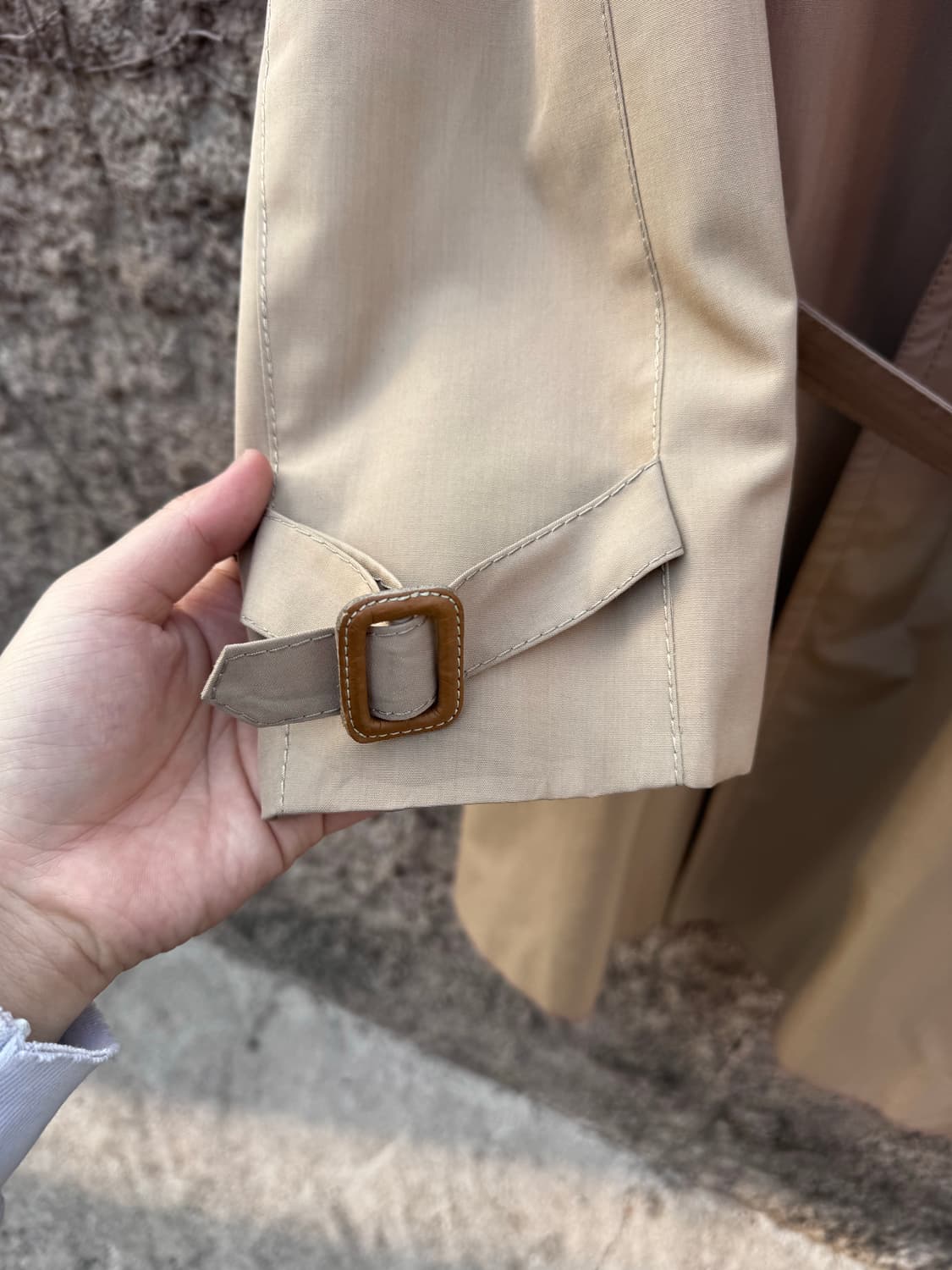 랑방 클래식 벨티드 베이지 트렌치코트  상품이미지6