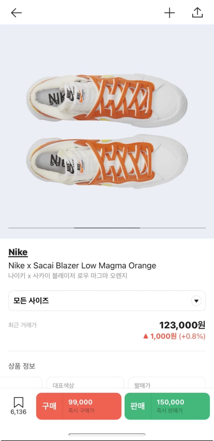 나이키 x 사카이 블레이저 로우 마그마 오렌지 270 상품이미지5