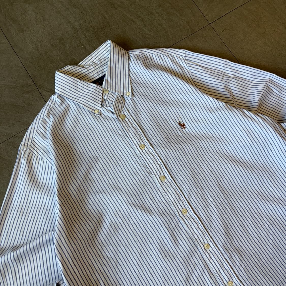 폴로 스카이블루 스트라이프 멀티 로고 셔츠 상품이미지2