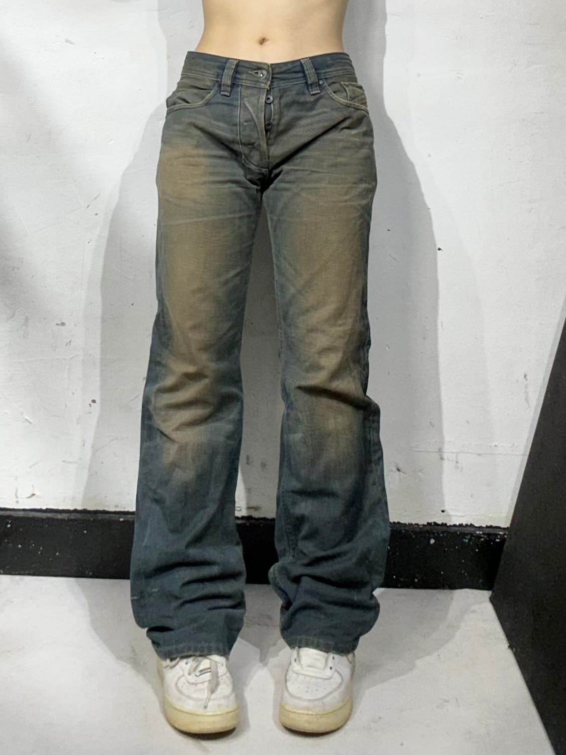 디젤 진청 워싱 LARKEE 와이드 데님 팬츠 청바지  상품이미지2