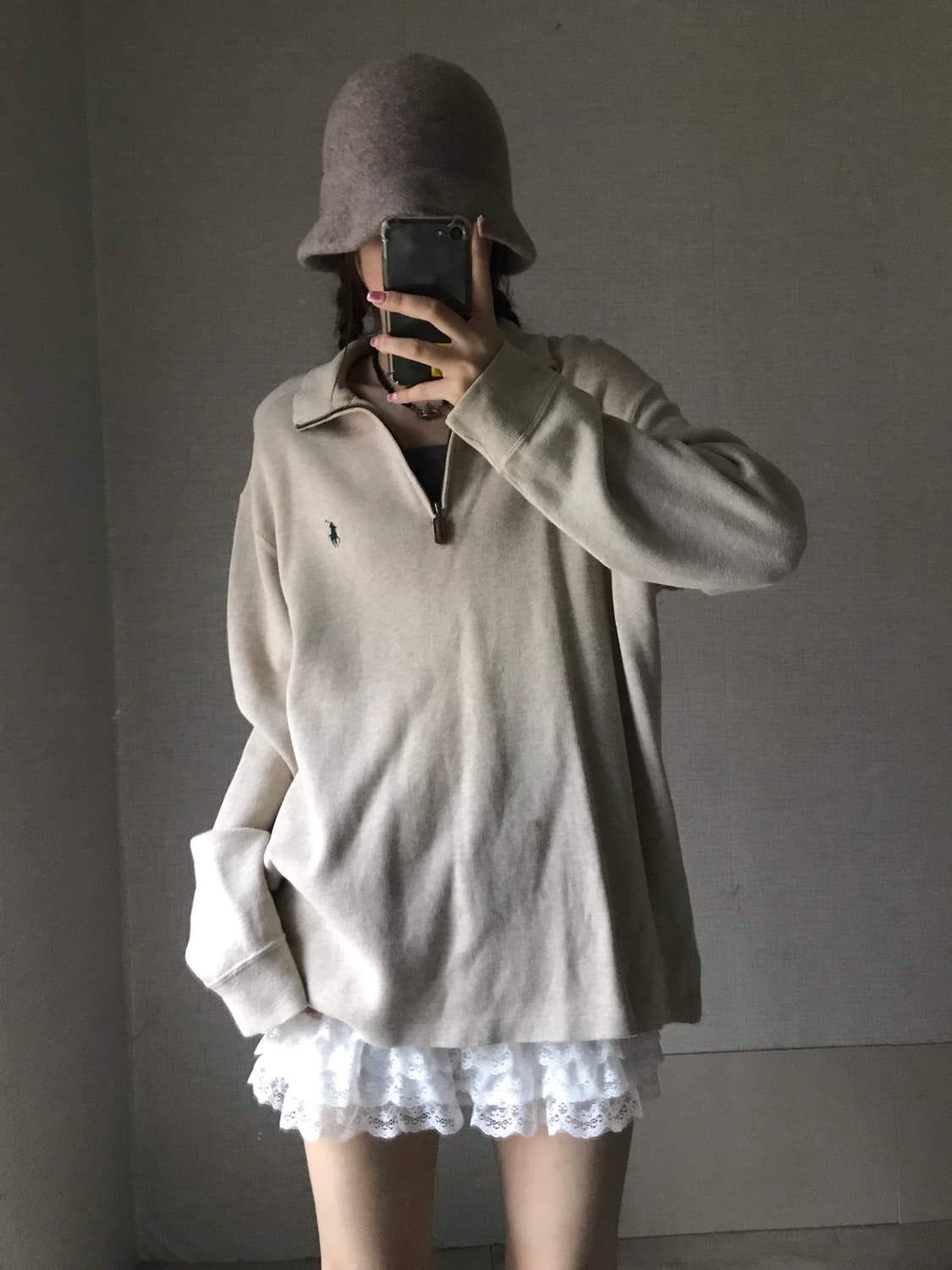 폴로 오트밀 반집업 상품이미지1