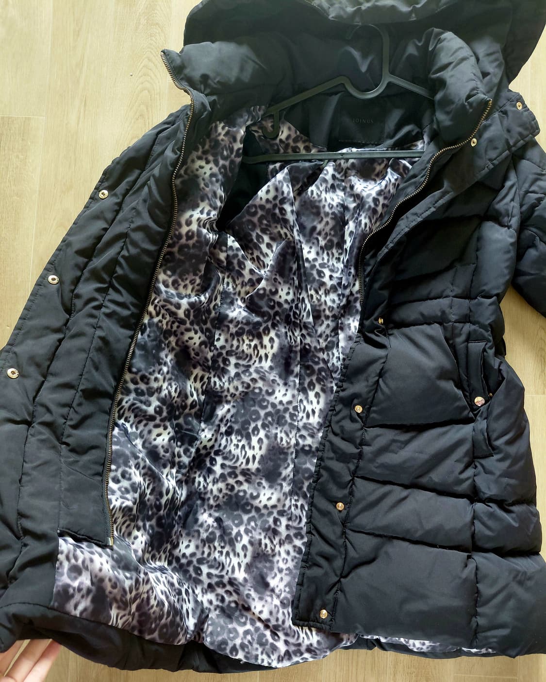 JOINUS 갸루 레오파드 안감 원피스형 패딩 상품이미지2