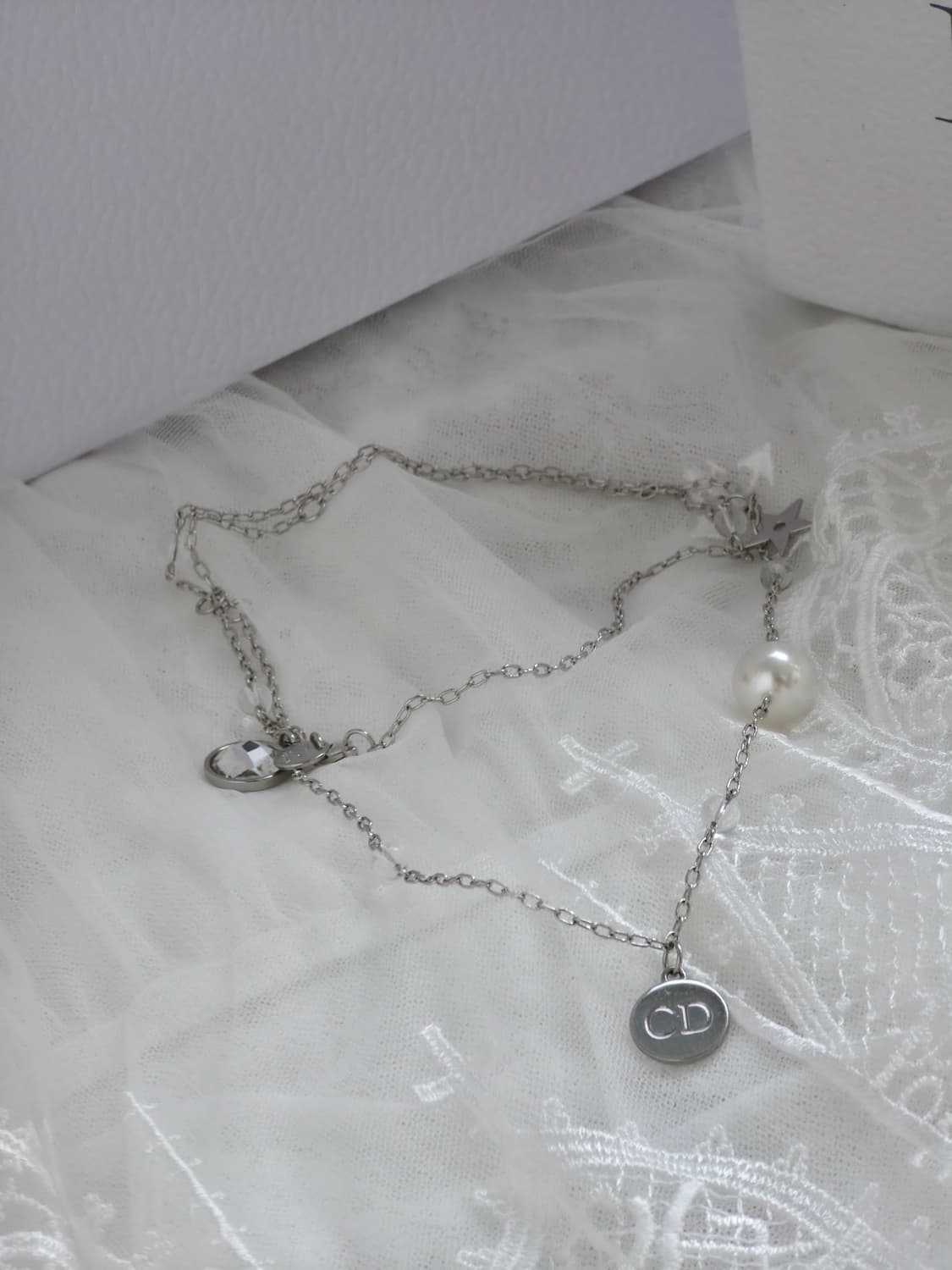 디올 은장 멀티챰 롱 체인 네크리스 상품이미지7