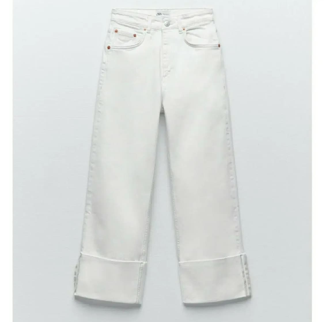 자라 하이웨이스트 밑단롤업 오가닉코튼 화이트진 (27) 상품이미지2