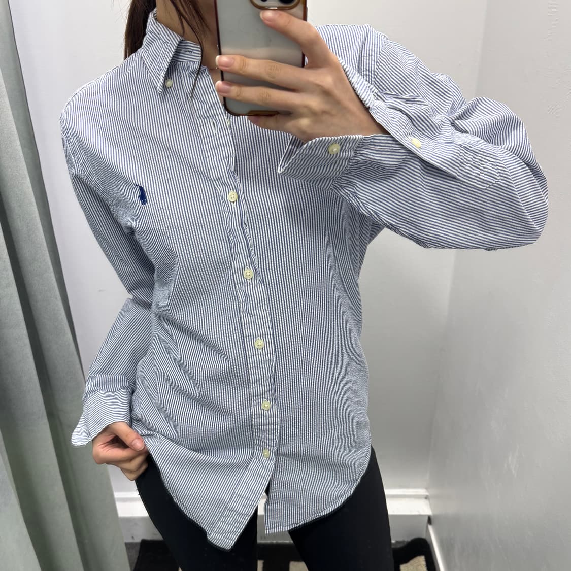 랄프로렌 블루 스트라이프 시어서커 셔츠 상품이미지1