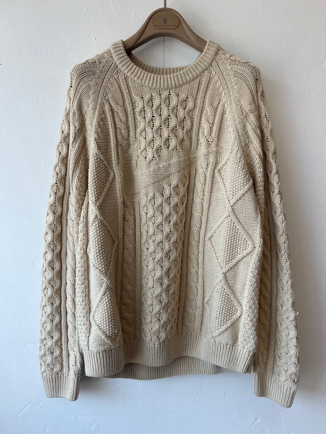 나이키 남여공용 아이보리베이지 라운드니트 케이블니트 상품이미지2