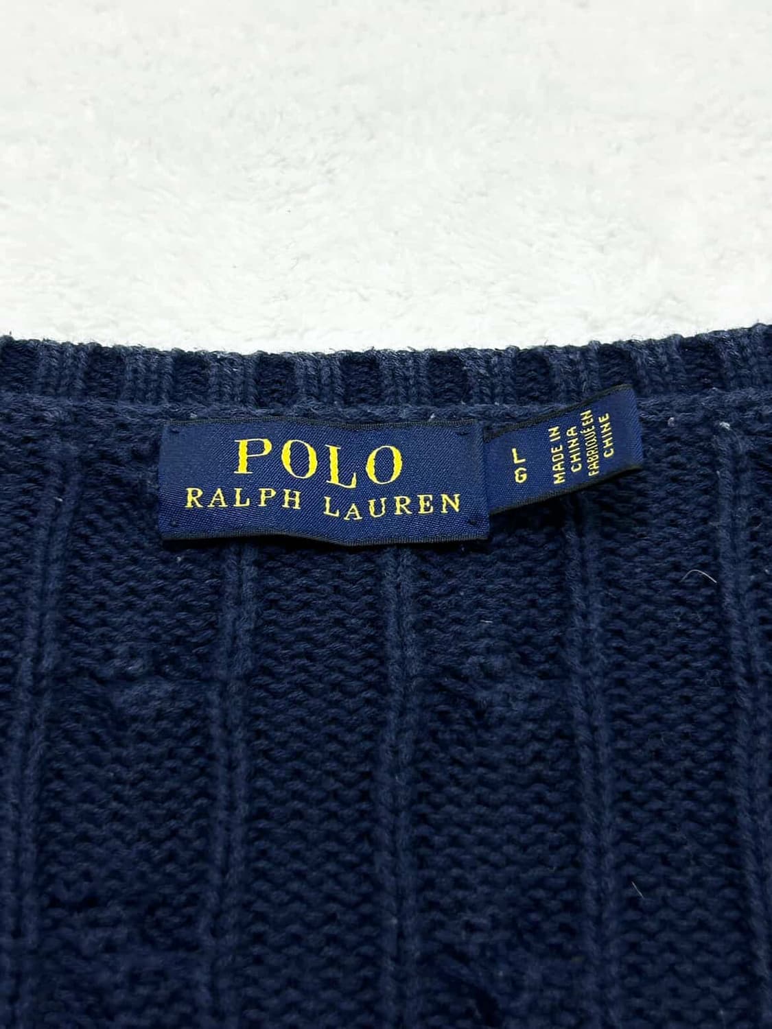 폴로 화이트포니 네이비 브이넥 케이블 니트 상품이미지8