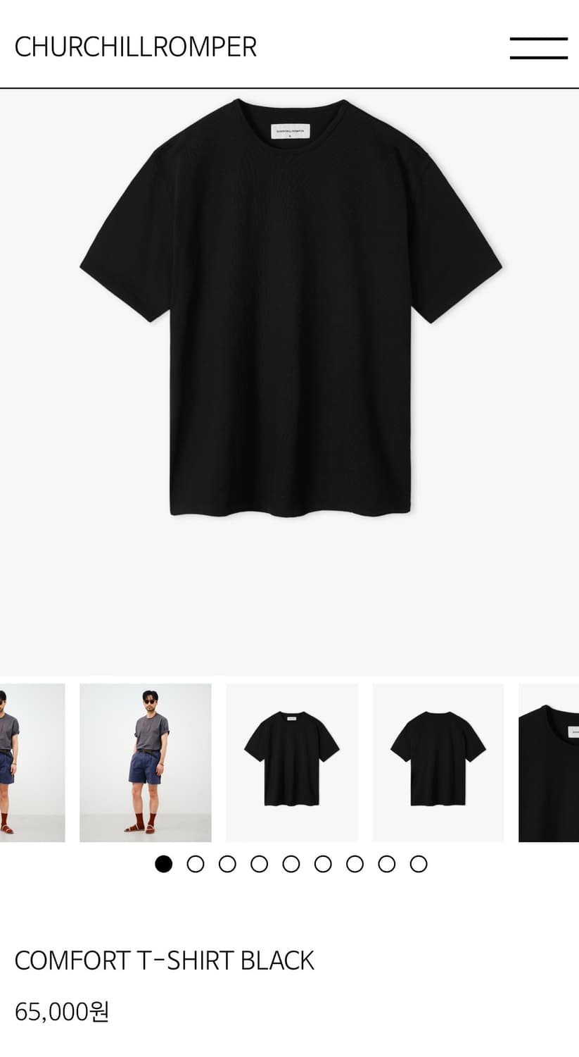 <새상품>처칠롬퍼 컴포트 티셔츠 블랙 L 상품이미지1