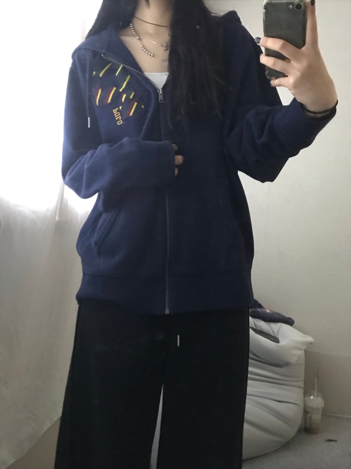 폴로 네이비 오버핏 후드집업 상품이미지1