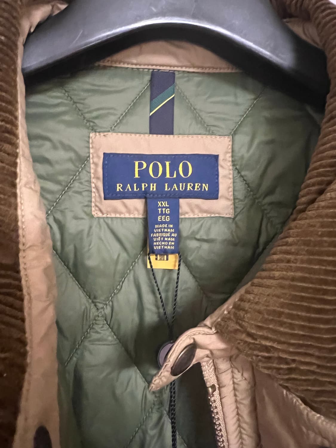 폴로 랄프로렌 퀼팅 자켓 경량패딩 카키 XXL 상품이미지2
