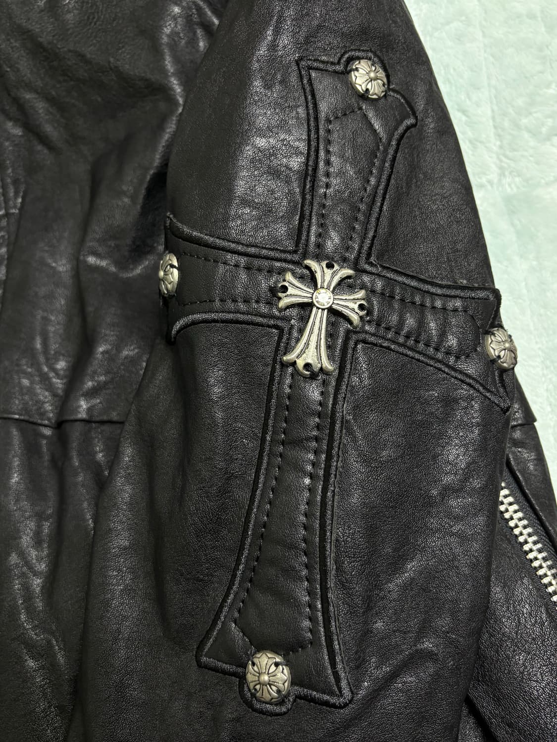 고딕 크롬하츠깔 레더자켓 상품이미지2