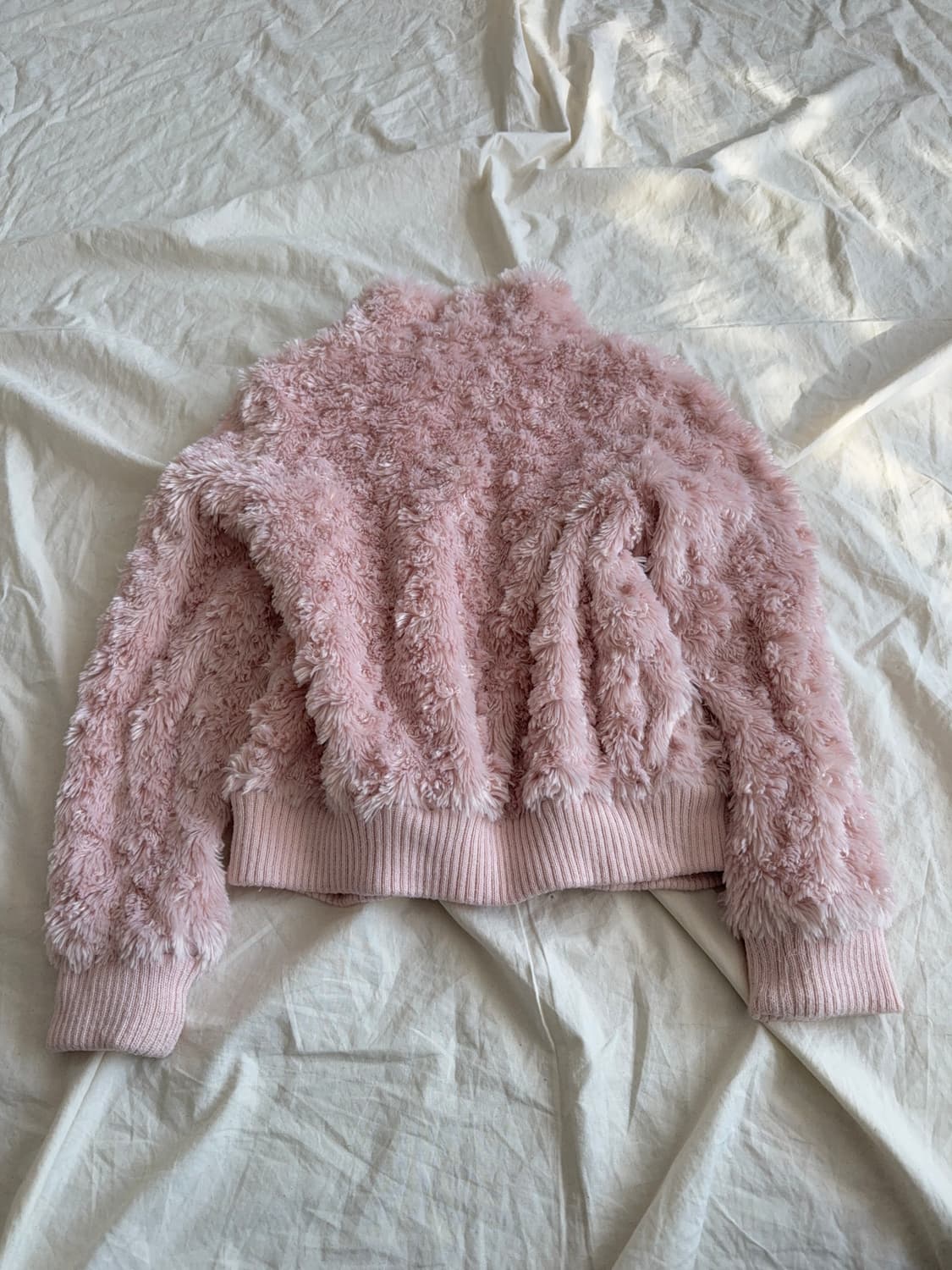 베이비핑크 로걀 갸루 러블리 폭닥 퍼 니트 집업 상품이미지5