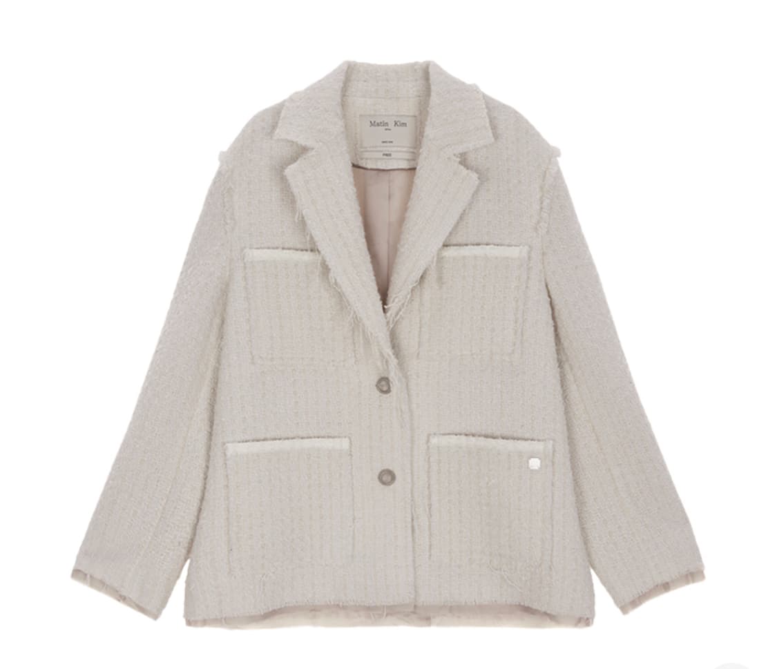 Matin Kim Tweed Pocket Blazer Ivory 상품이미지4