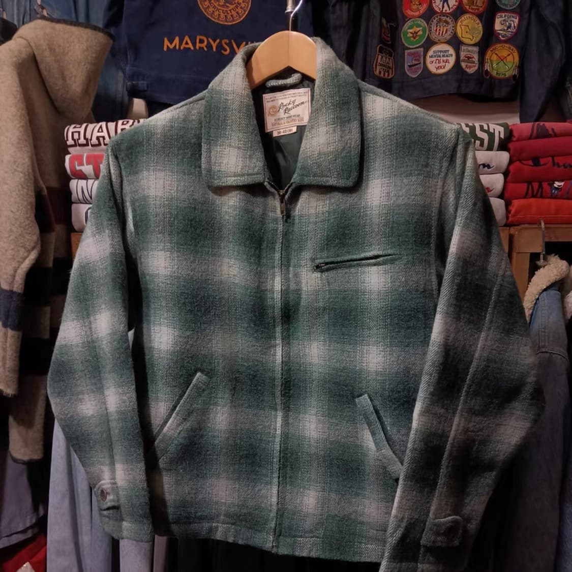 Vintage 아메리칸 복고 조니 뎁 스타일 울 그라데이션 체크 자켓 상품이미지1