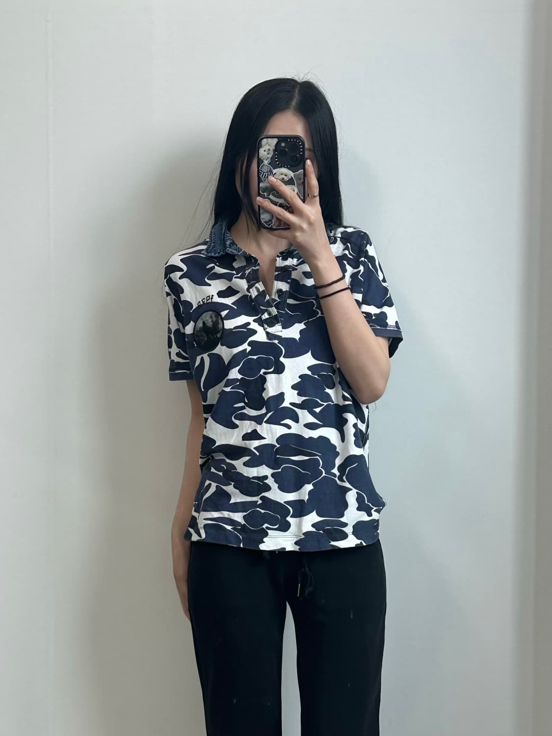 디젤 카모플라쥬 데님 카라 반팔 티셔츠 상품이미지1