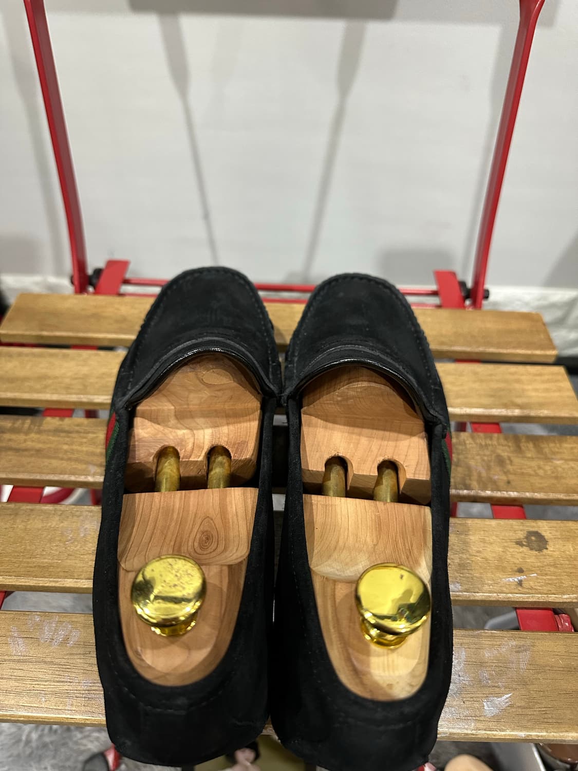 UK7)구찌 로퍼 남성 남자 웹 스트라이프 스웨이드 드라이빙 슈즈 상품이미지5