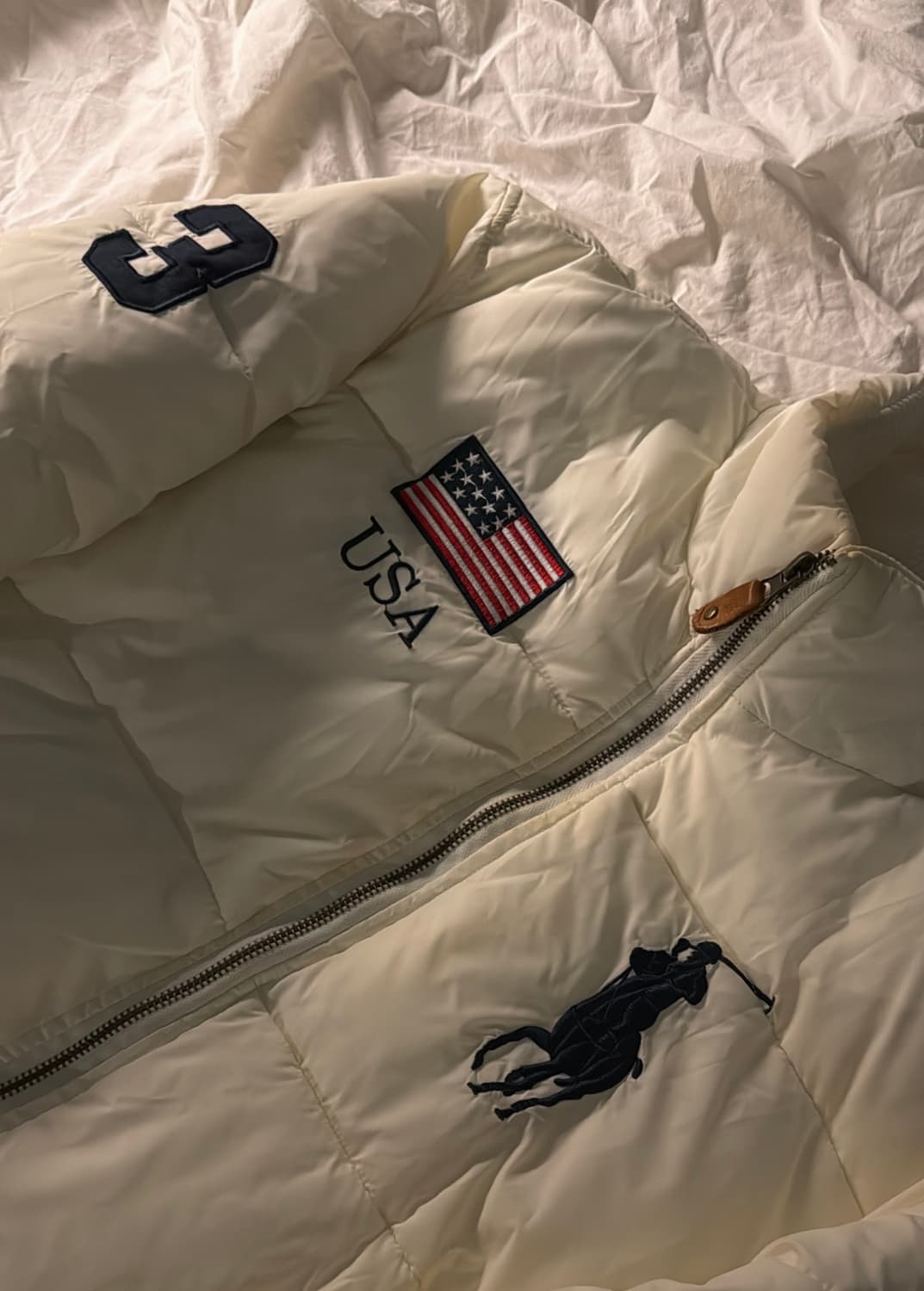 (경매)폴로 빅포니 성조기 패딩 크림 상품이미지3