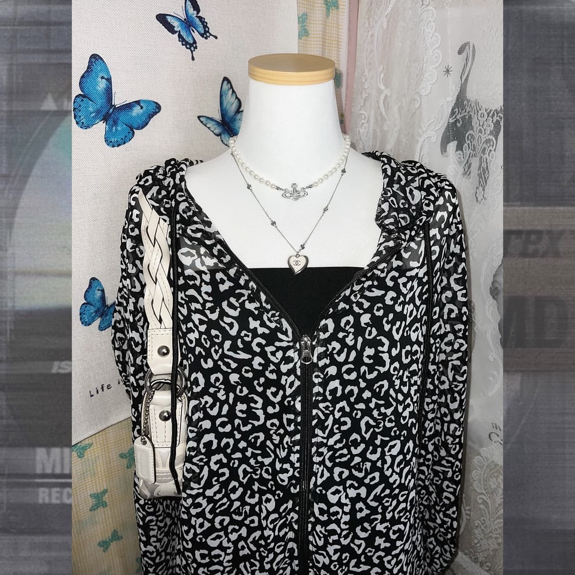 블랙 레오파드 여름 후드 집업 상품이미지6