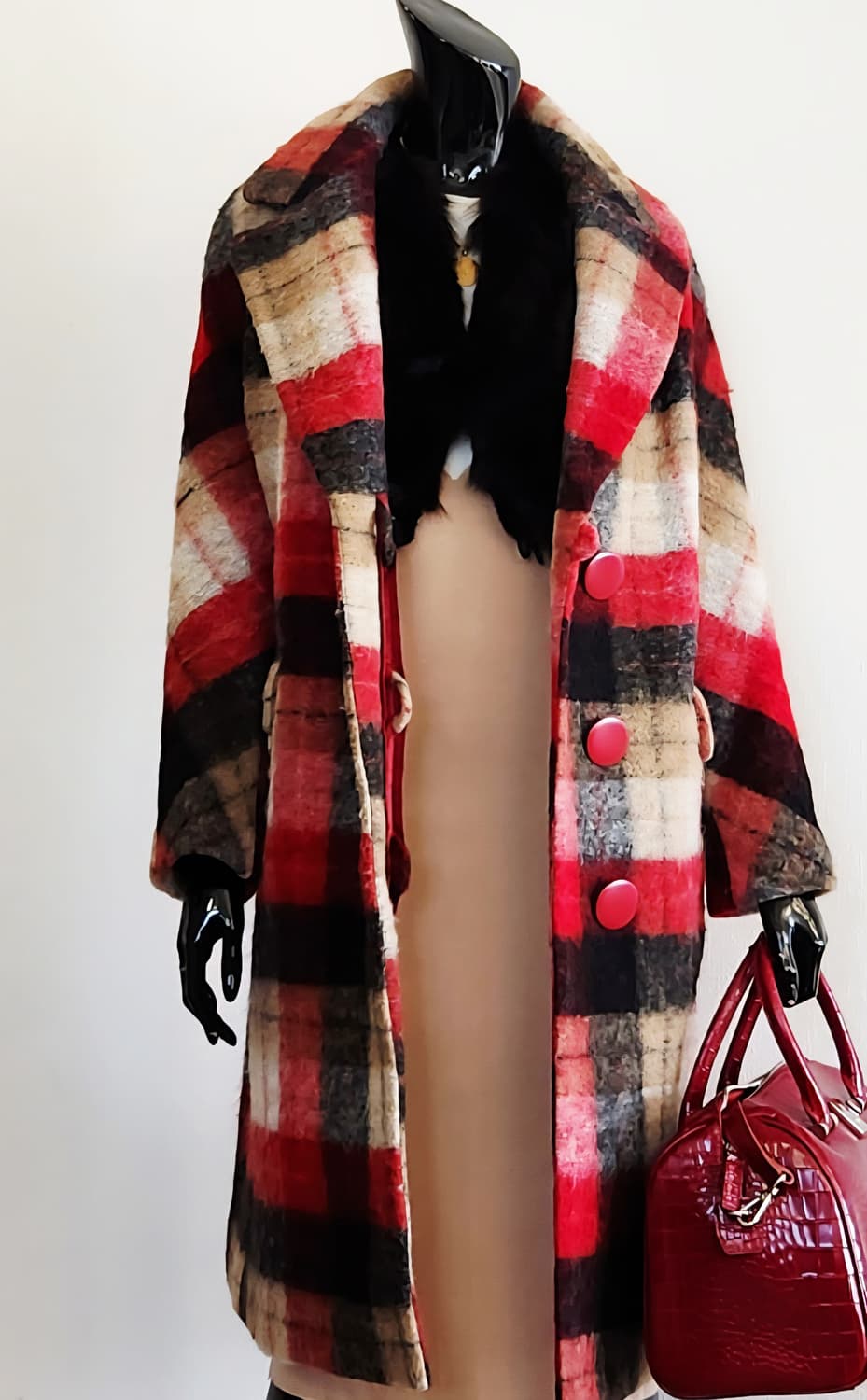 샤틴 레드 체크코트  상품이미지1