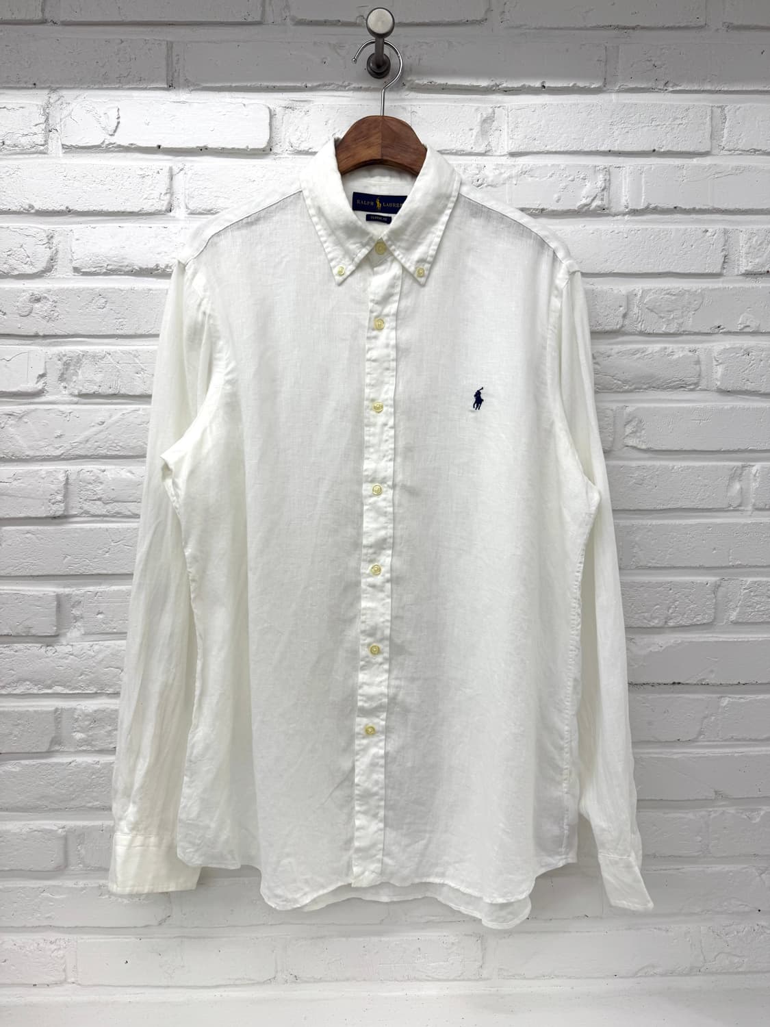 폴로 화이트 클래식 핏 린넨 셔츠 상품이미지3