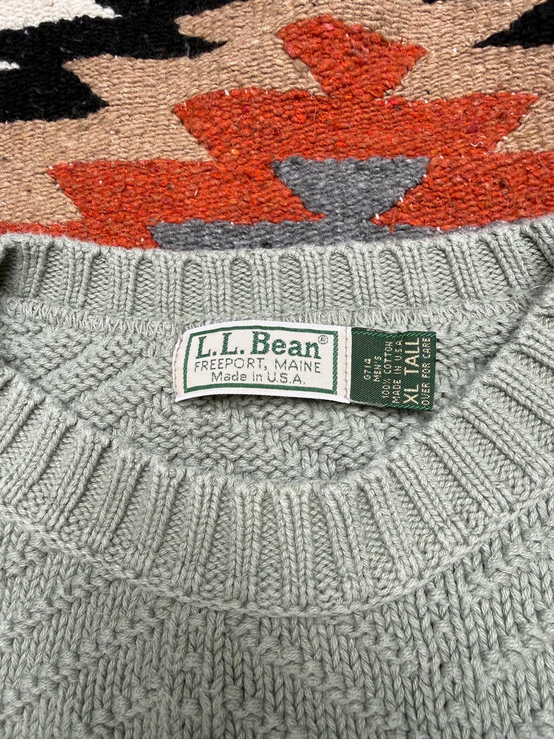 L.L.bean 그린 쉐브론 니트 XL 상품이미지2