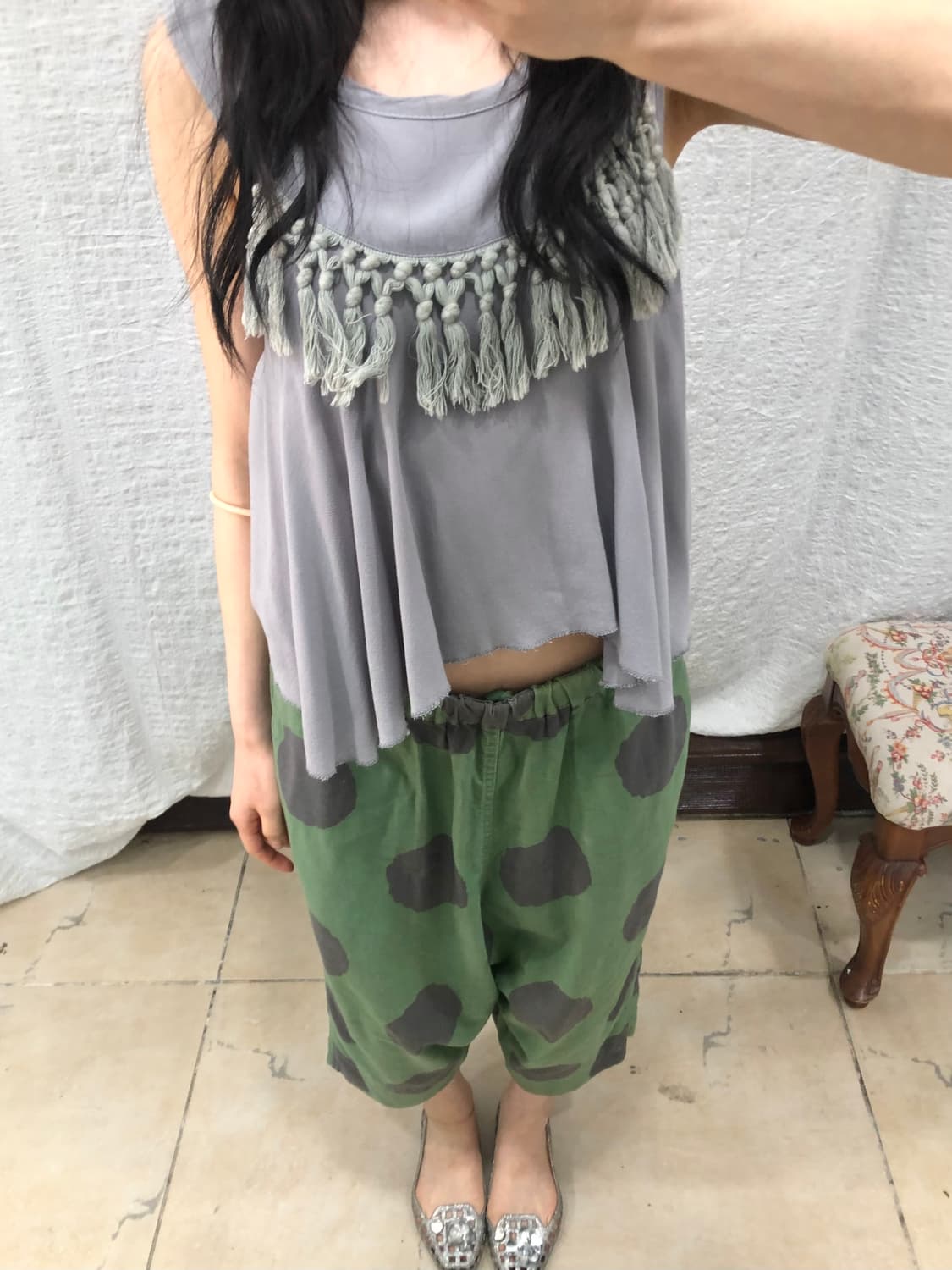 Cloud gray tassel sleeveless 상품이미지4