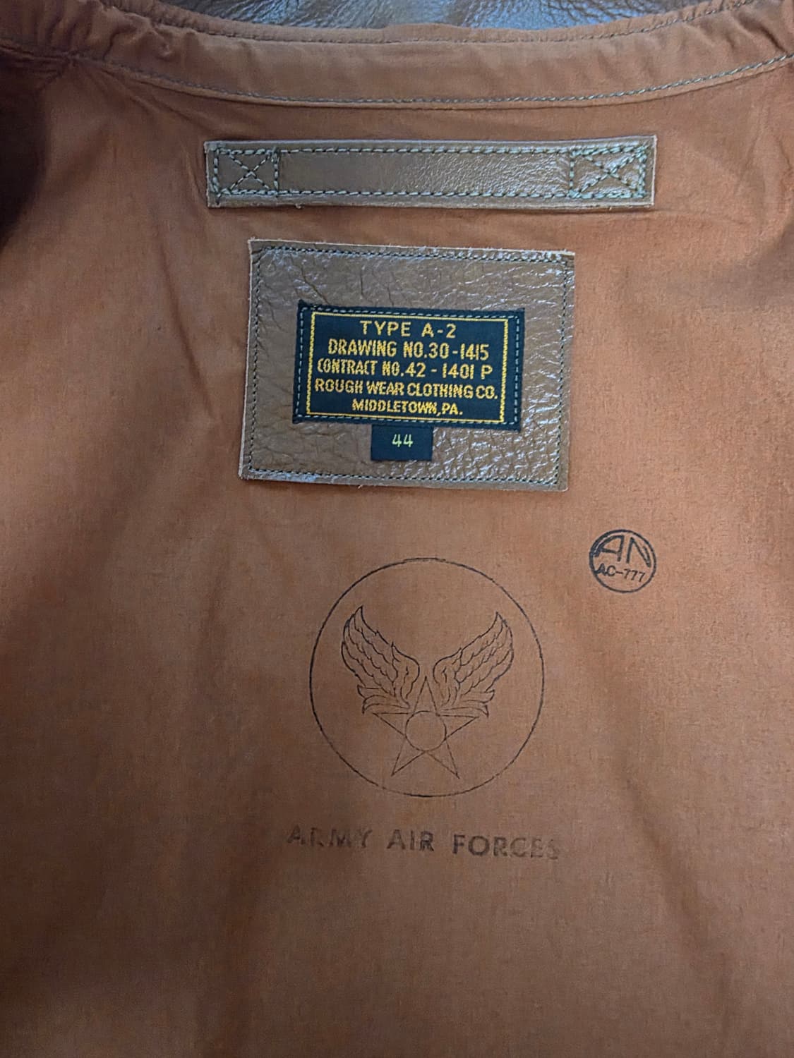 아카펠라 클로딩  A-2 Flight Jacket 소가죽 44사이즈 판매 상품이미지4