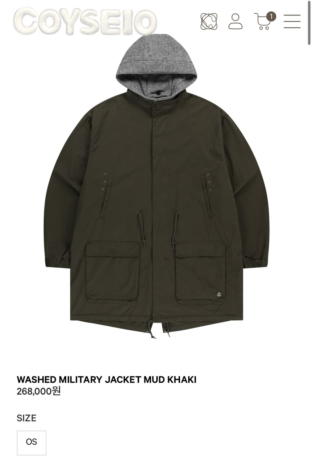 코이세이오 야상 WASHED MILITARY JACKET MUDKHAKI 상품이미지2