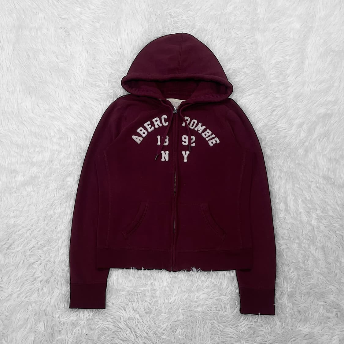 아베크롬비 아치 로고 후드집업 버건디 상품이미지2