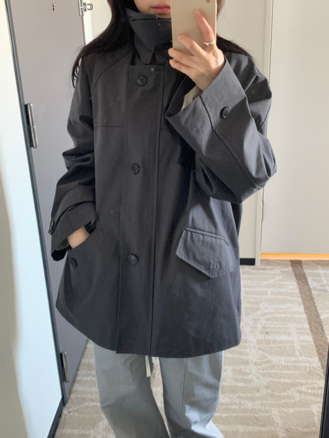 [시착x 단종새제품] 오이니 아뜰리에 야상 점퍼 차콜 상품이미지6