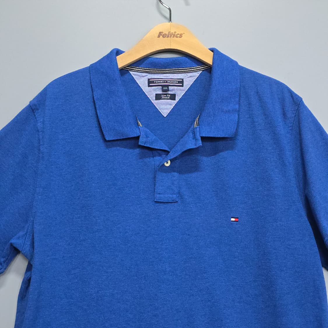 타미힐피거(Tommy Hilfiger) 슬림핏 반팔 카라티 블루 XXL 상품이미지2