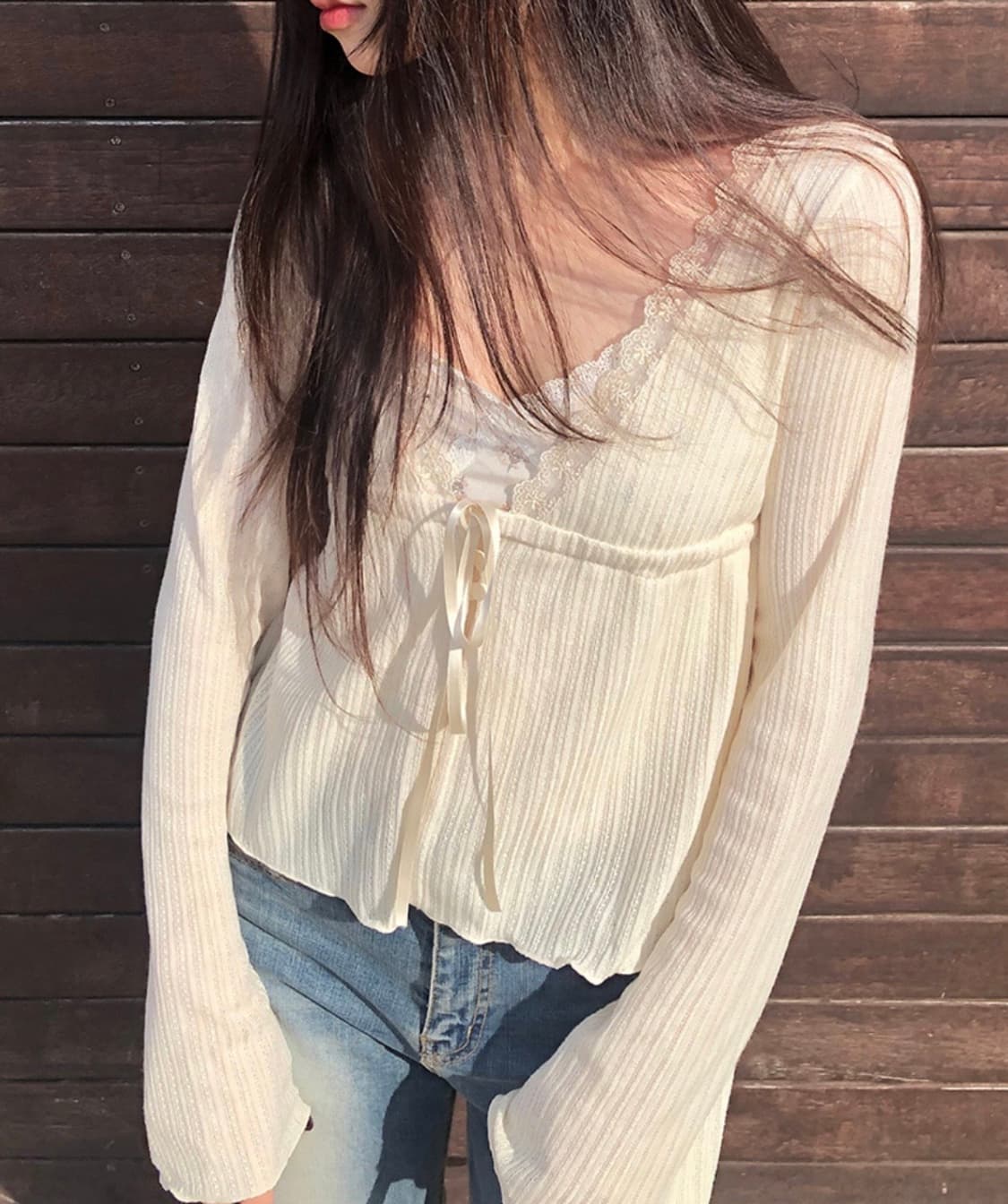젤레나 빈티지 리본 레이스 가디건 상품이미지1