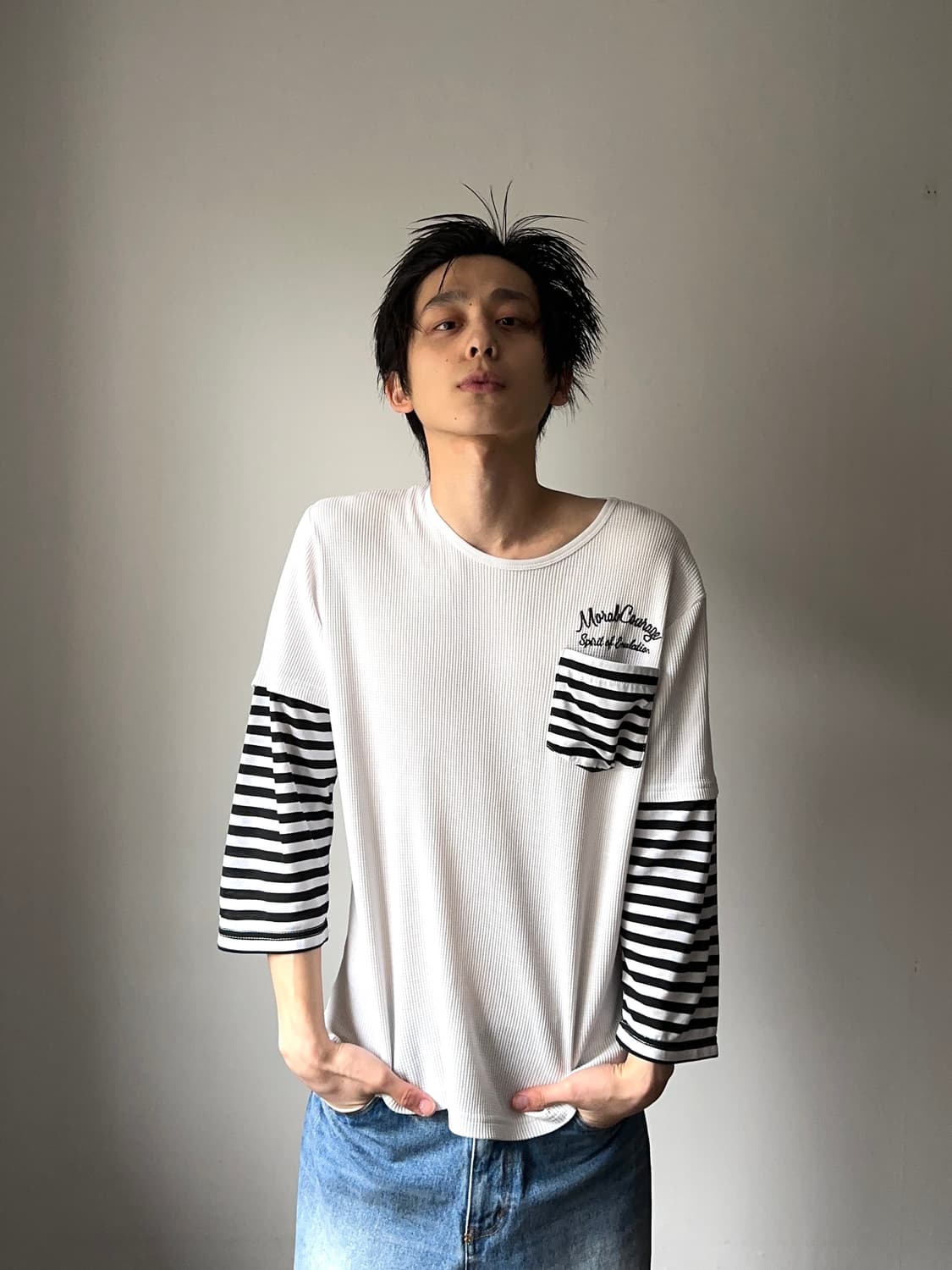 Roddole 와플 스트라이프 롱 슬리브 상품이미지5