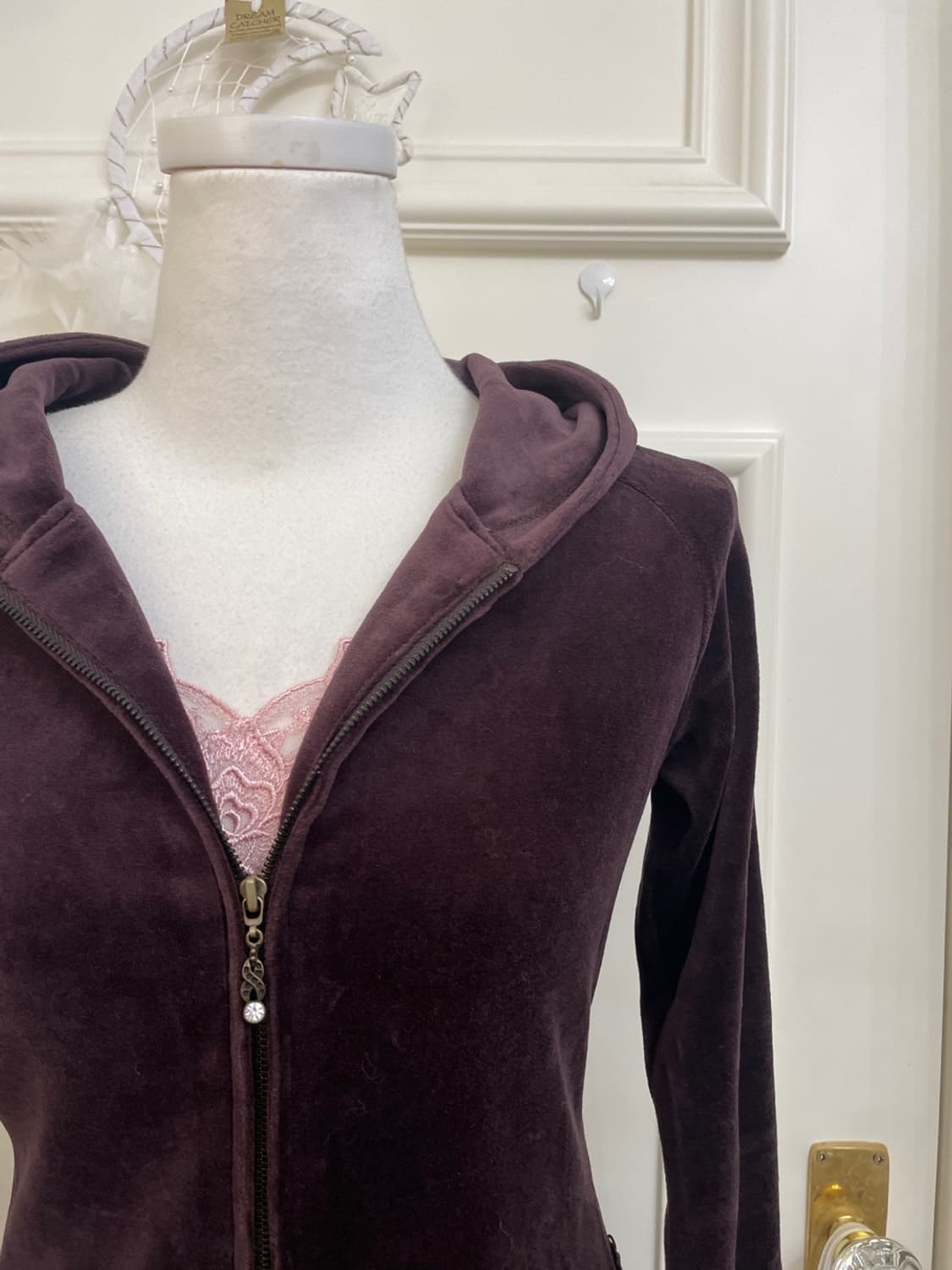 LEST ROSE lace trim velvet fairy hoodie- 상품이미지8