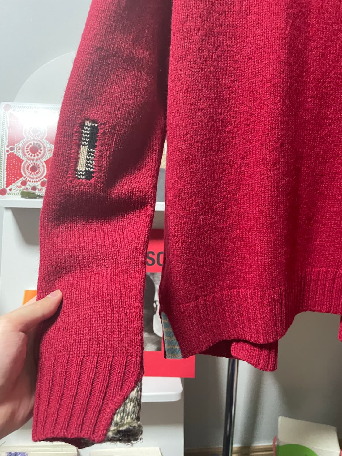 폴로 데님앤서플라이 랄프로렌 레드 패치워크 가디건 상품이미지3