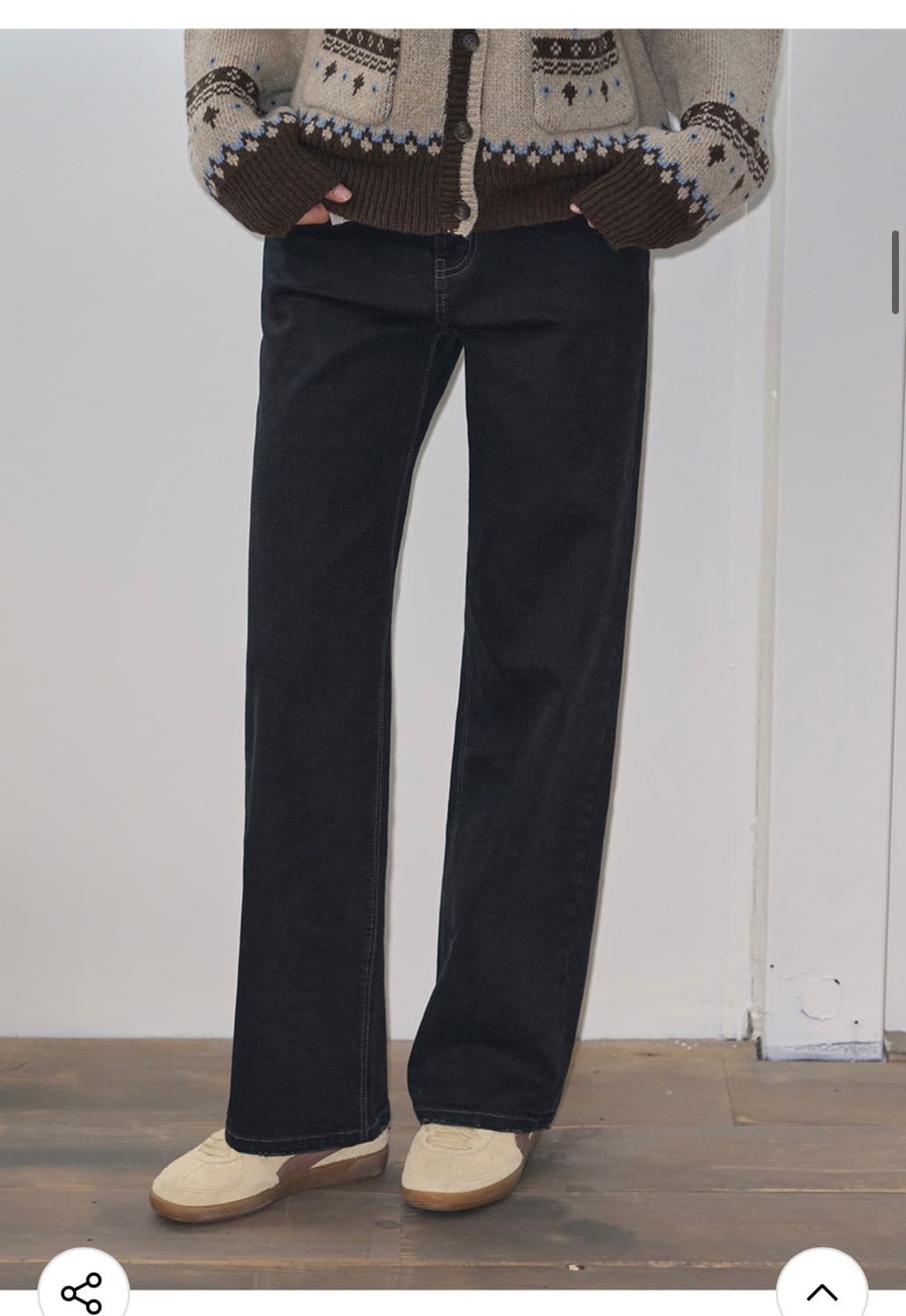 (M) 레더리 포켓 스티치 스트레이트 데님 팬츠 [BLACK] 판매 상품이미지5