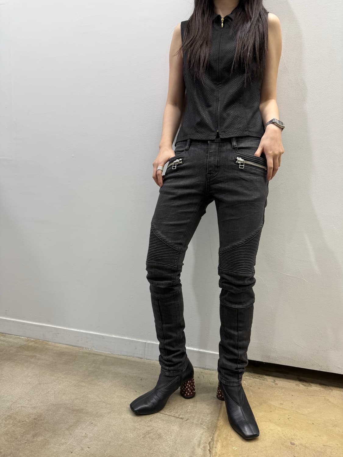 No i.D. 바이커 무드 슬림 데님진 상품이미지1