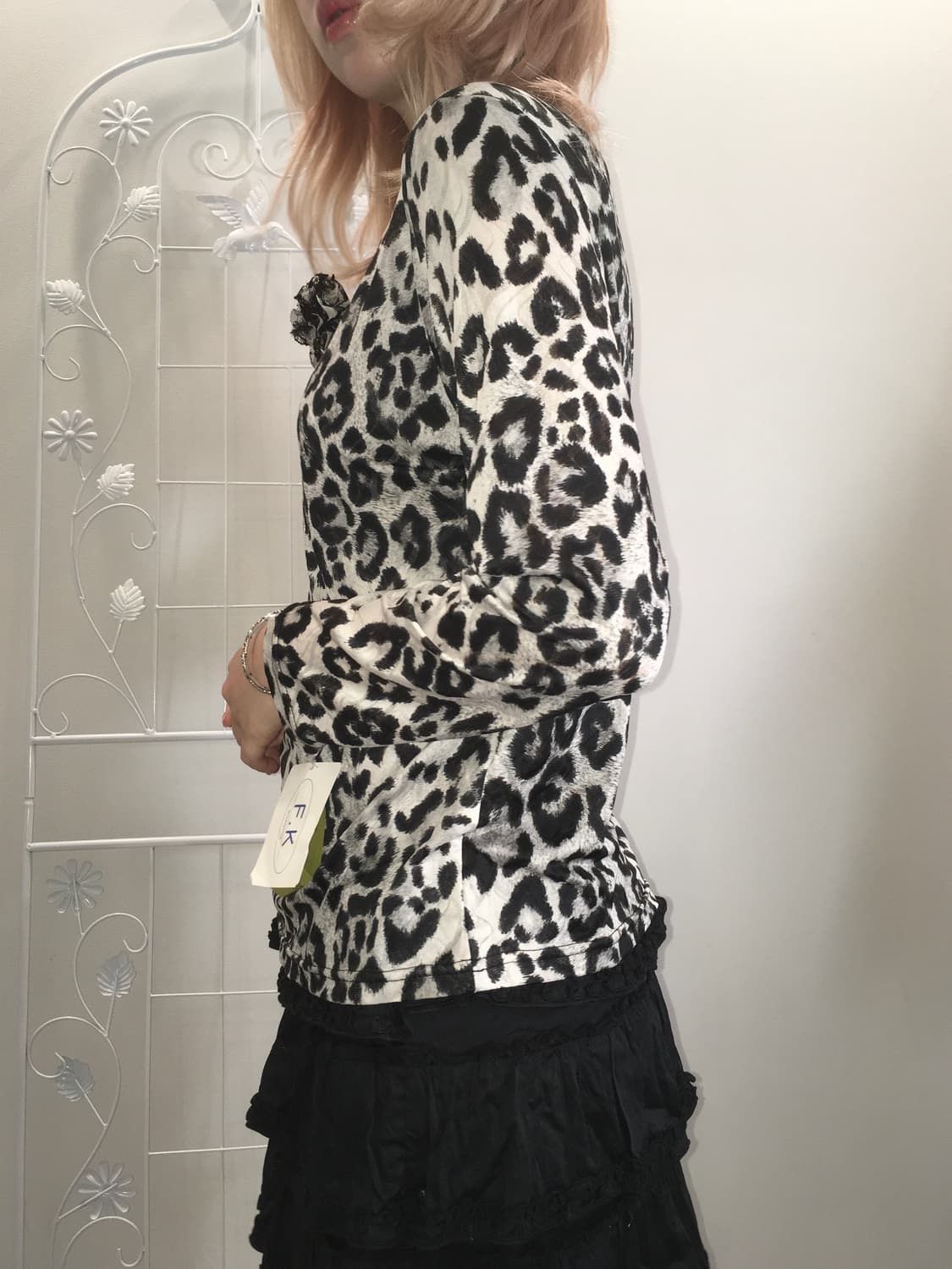 jpn vintage leopard rose corsage blouse 상품이미지5