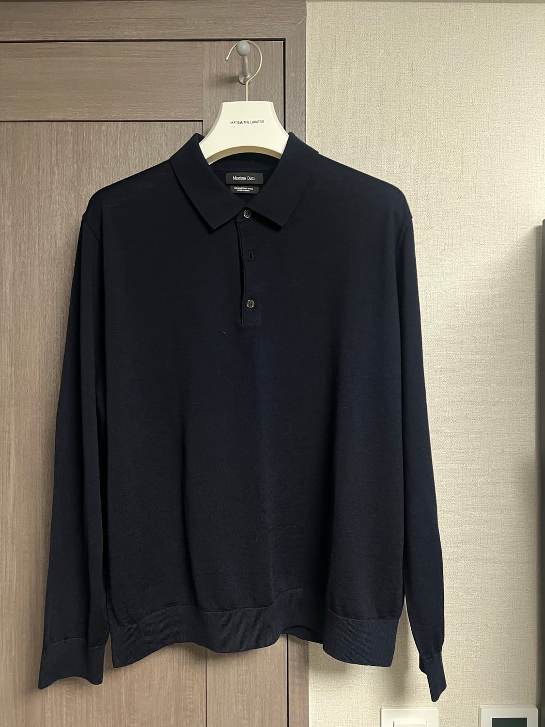 마시모두띠 메리노 울 폴로 스웨터 다크네이비 L 상품이미지3