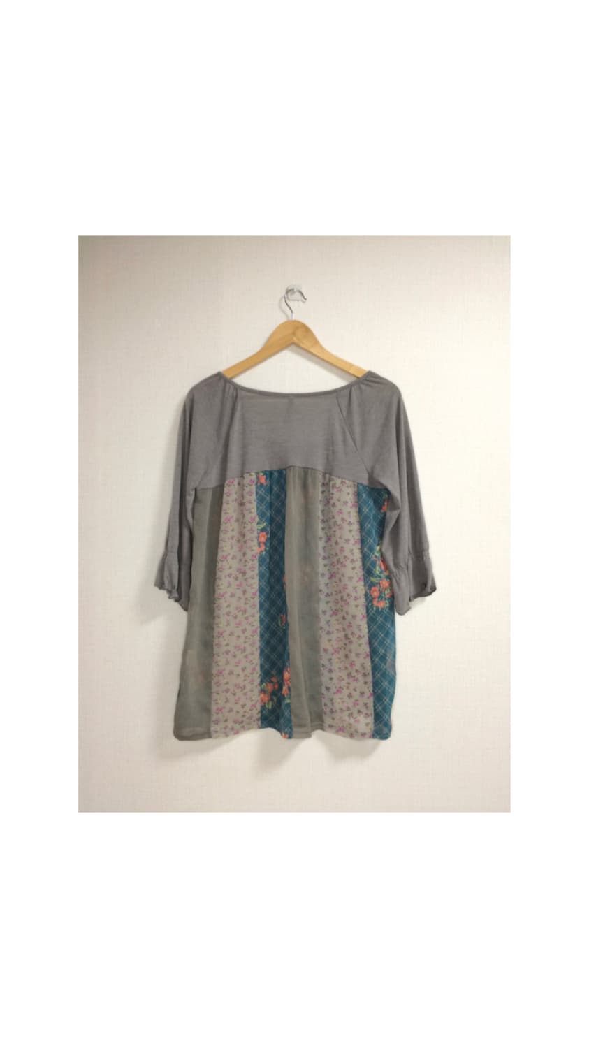 빈티지 플라워 패치 7부 소매 블라우스 상품이미지5