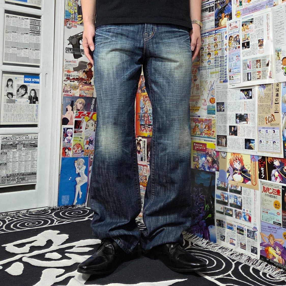 빈티지 진청 워싱 포켓 와이드 팬츠 상품이미지1