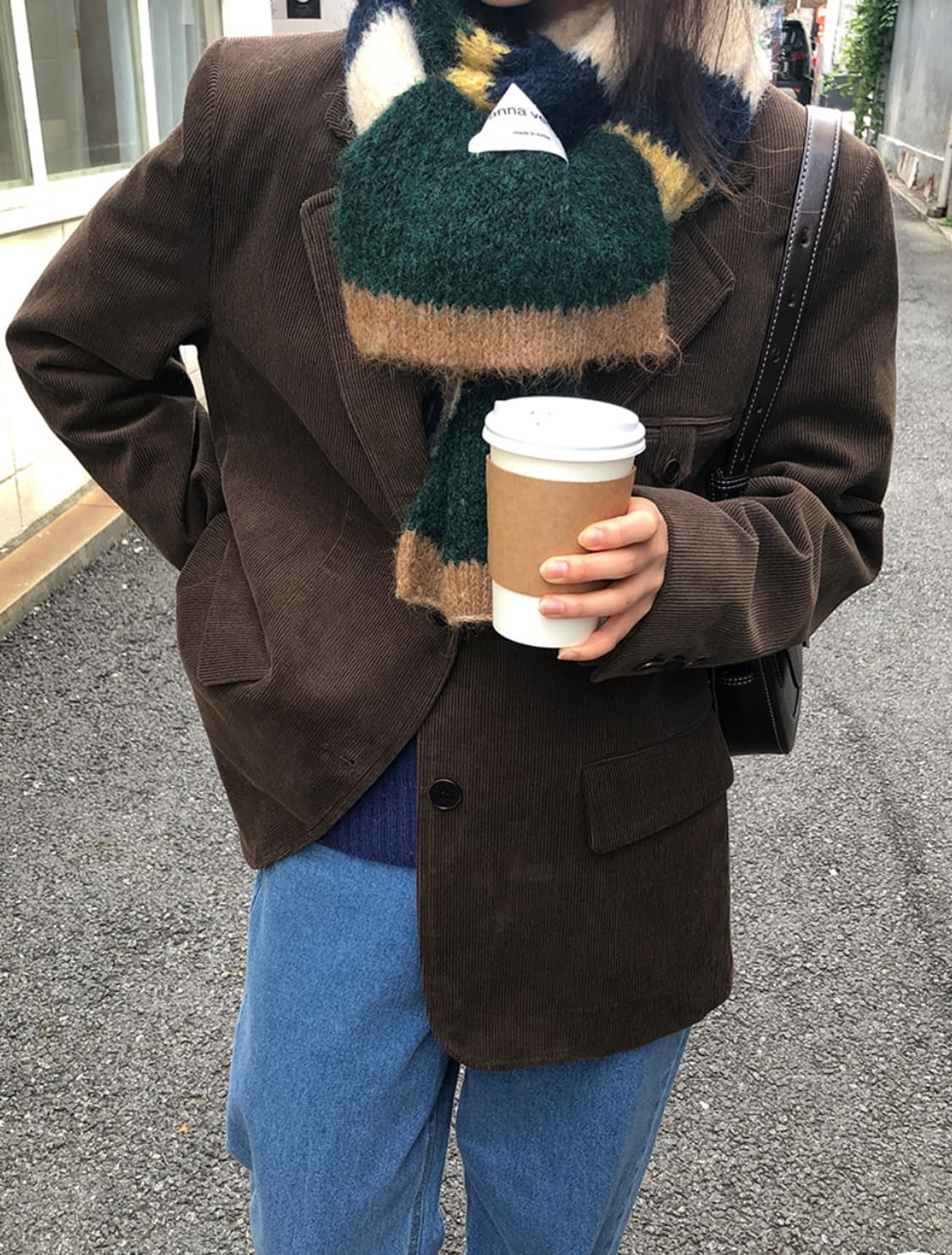 프롬비기닝 배색 니트 머플러 그린 상품이미지6