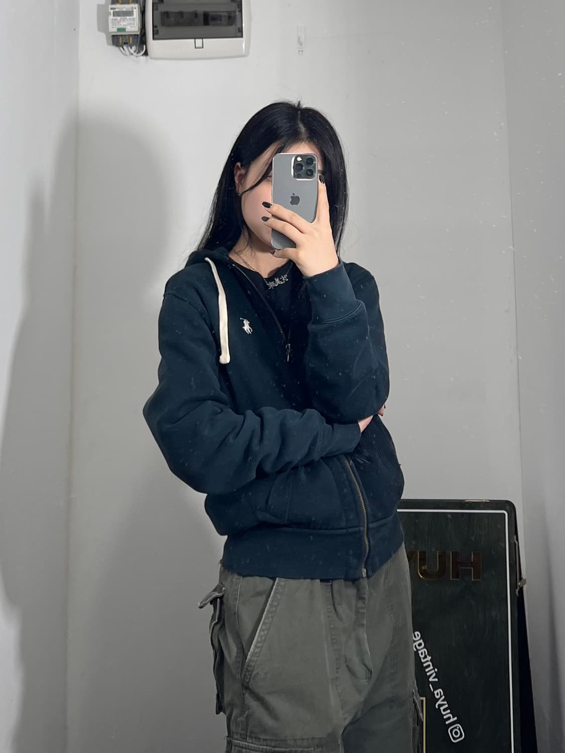 폴로 네이비 후드집업 S 상품이미지2