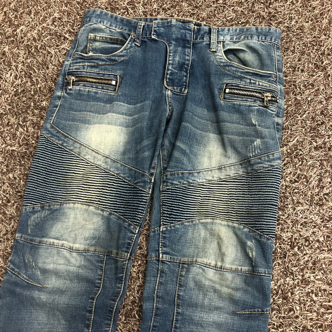 빈티지 워싱 바이커 데님 팬츠 상품이미지2