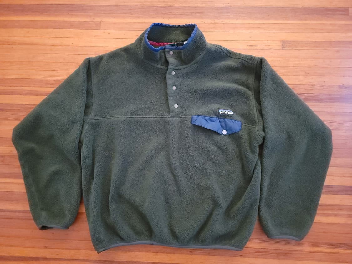 95FW 파타고니아 신칠라 스냅-티 플리스 올리브 그린/네이비 상품이미지1
